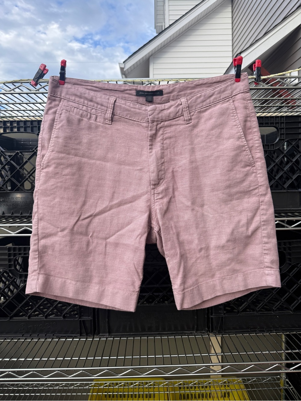 John Varvatos USA Linen Blend Shorts Dusty Pink Mauve Size 34